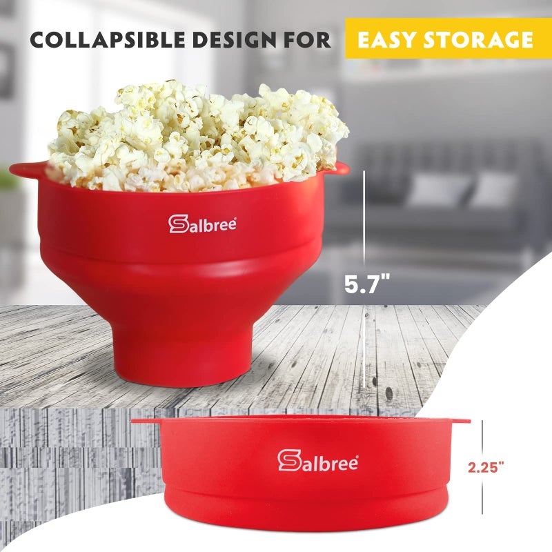 Salbree The Original Salbree Collapsible Silicone Microwave Popcorn Popper Maker Machine, Microwavable Bowl Holds 16 Cups, Uses Hot Air and Oil Always Optional - The Most Colors Available (Tan) - Image 4